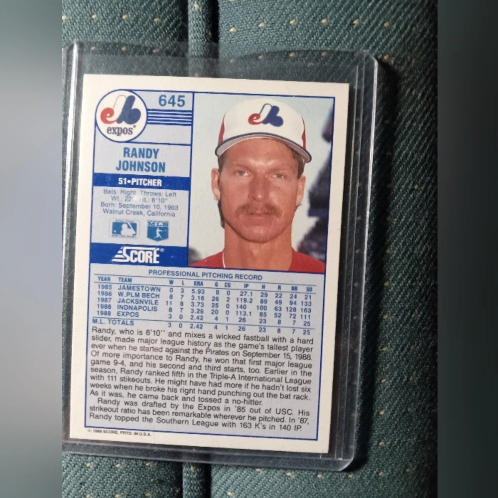 Randy Johnson score 1989 rookie baseball card